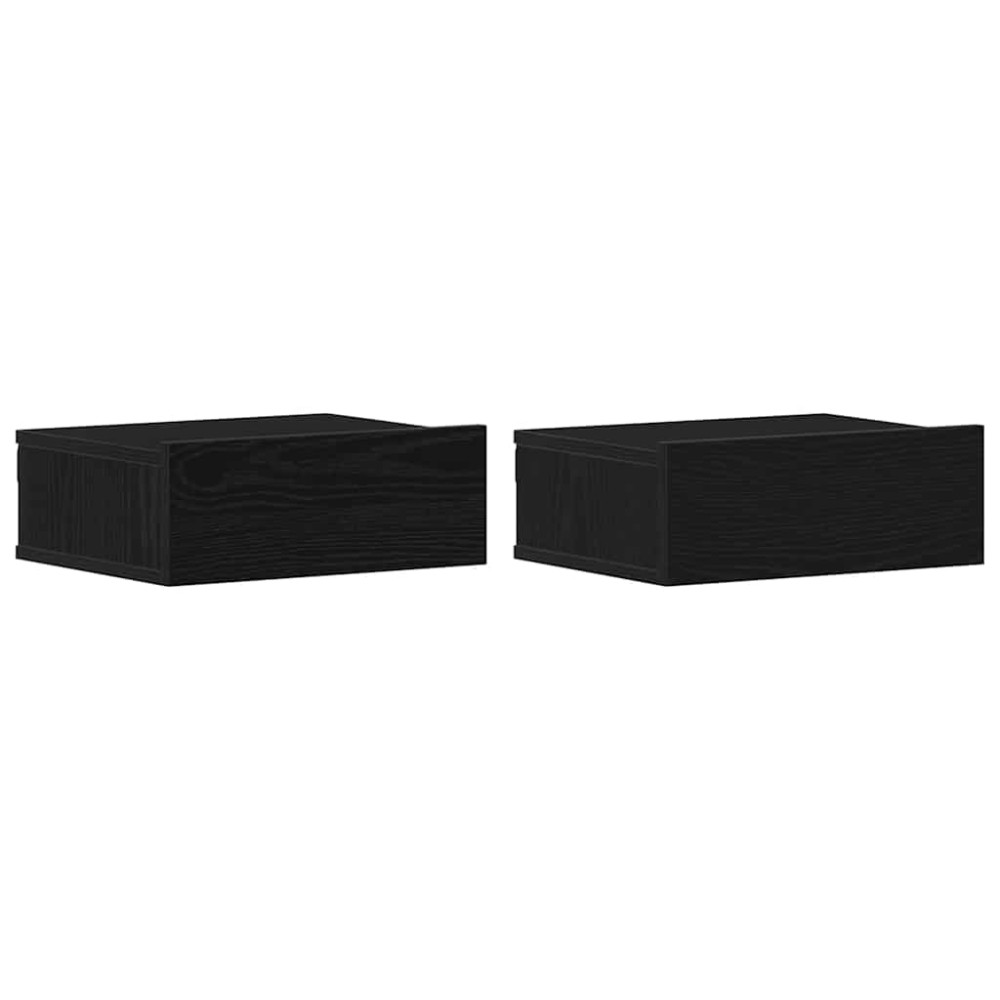 vidaXL Κομοδίνα Πλωτά 2 τεμ. από Μαύρη Δρυς 40x32x15 εκ. από Τεχνητό Ξύλο