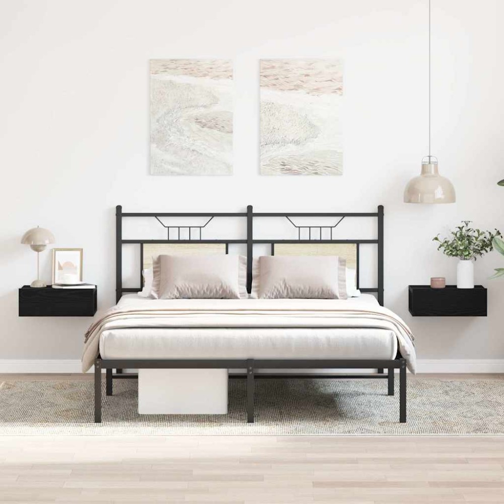vidaXL Κομοδίνα Πλωτά 2 τεμ. από Μαύρη Δρυς 40x32x15 εκ. από Τεχνητό Ξύλο