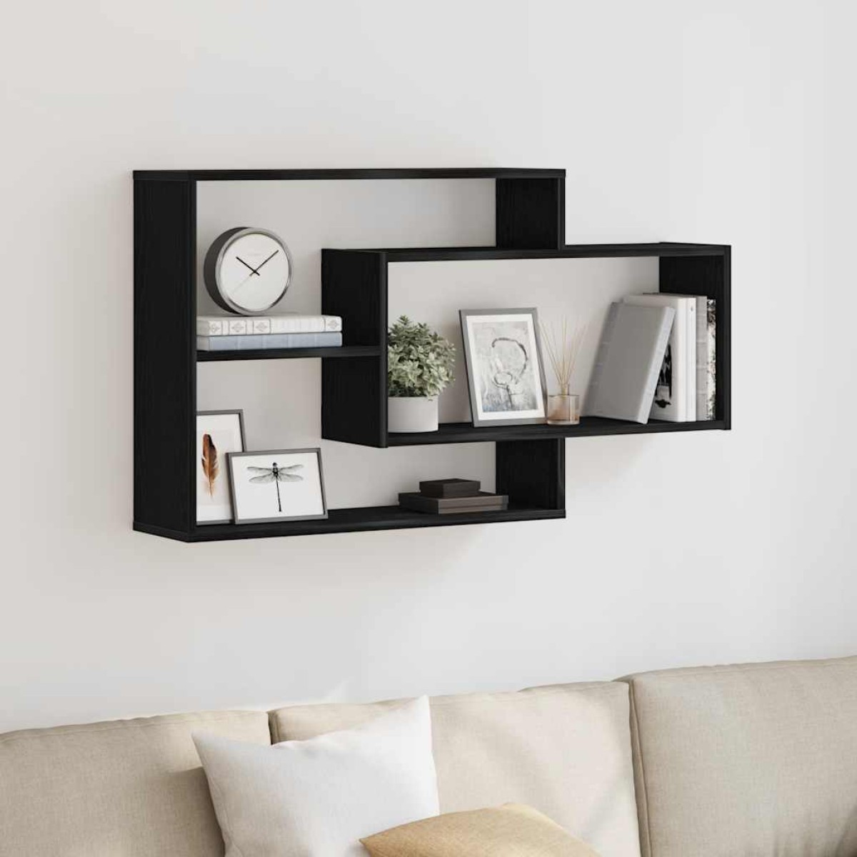 vidaXL Ράφι Τοίχου Μαύρη Δρυς 104 x 20 x 58,5 εκ. από Τεχνητό Ξύλο