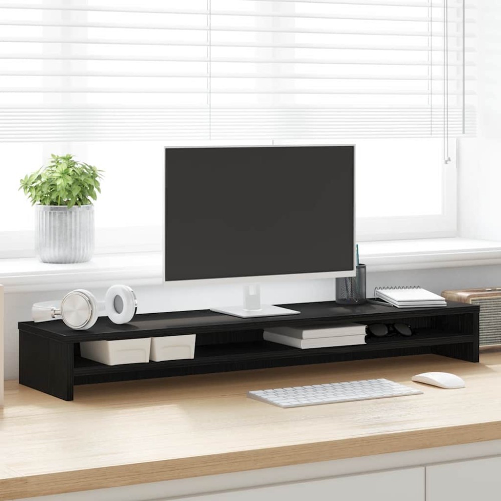 vidaXL Βάση Οθόνης Μαύρη Δρυς 100x24x13 εκ. από Τεχνητό Ξύλο