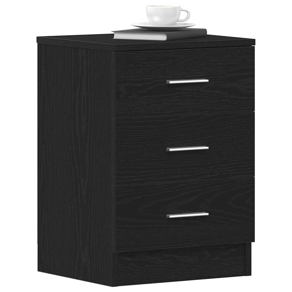 vidaXL Κομοδίνο Μαύρο Δρυς 38x35x55 εκ. από Τεχνητό Ξύλο