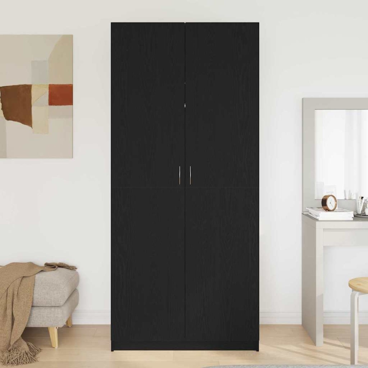 vidaXL Ντουλάπι Μαύρη Οξυά 90 x 52 x 200 εκ. Επεξεργασμένο Ξύλο