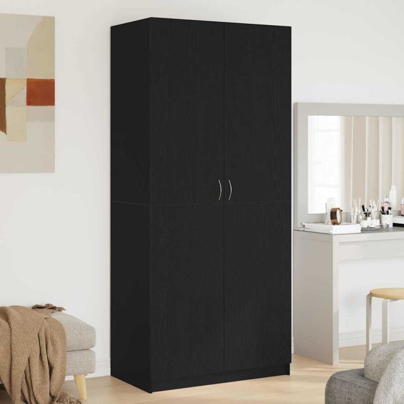 vidaXL Ντουλάπι Μαύρη Οξυά 90 x 52 x 200 εκ. Επεξεργασμένο Ξύλο
