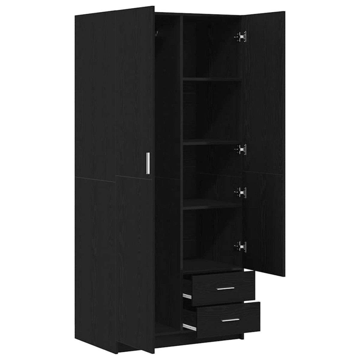 vidaXL Ντουλάπι Μαύρη Οξυά 80 x 52 x 180 εκ Επεξεργασμένο Ξύλο