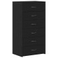 vidaXL Μπουφές με 6 Συρτάρια Μαύρη Δρυς 50x34x96 εκ. από Τεχνητό Ξύλο