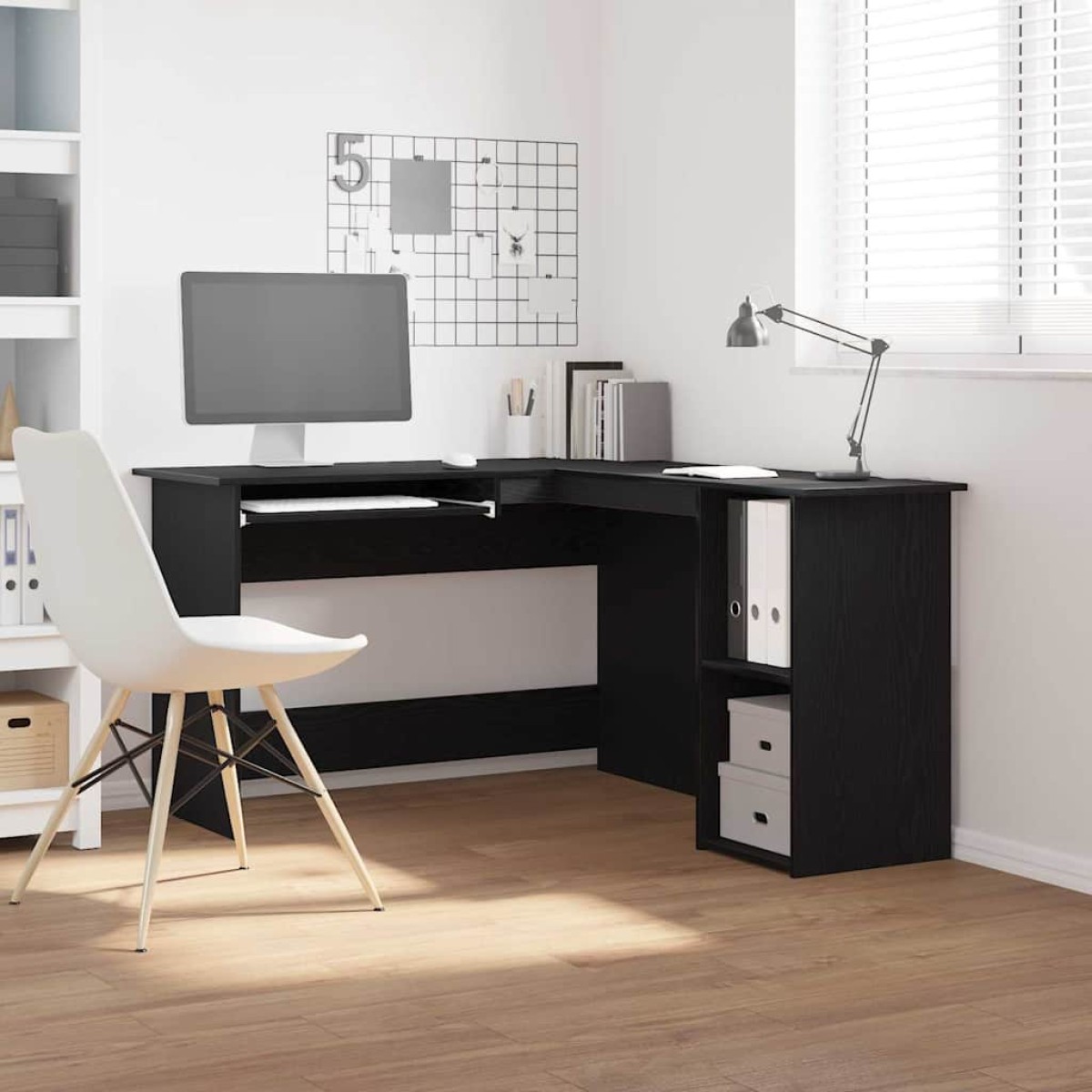 vidaXL Γωνιακό γραφείο Μαύρη Οξυά 120 x 140 x 75 εκ Επεξεργασμένο Ξύλο