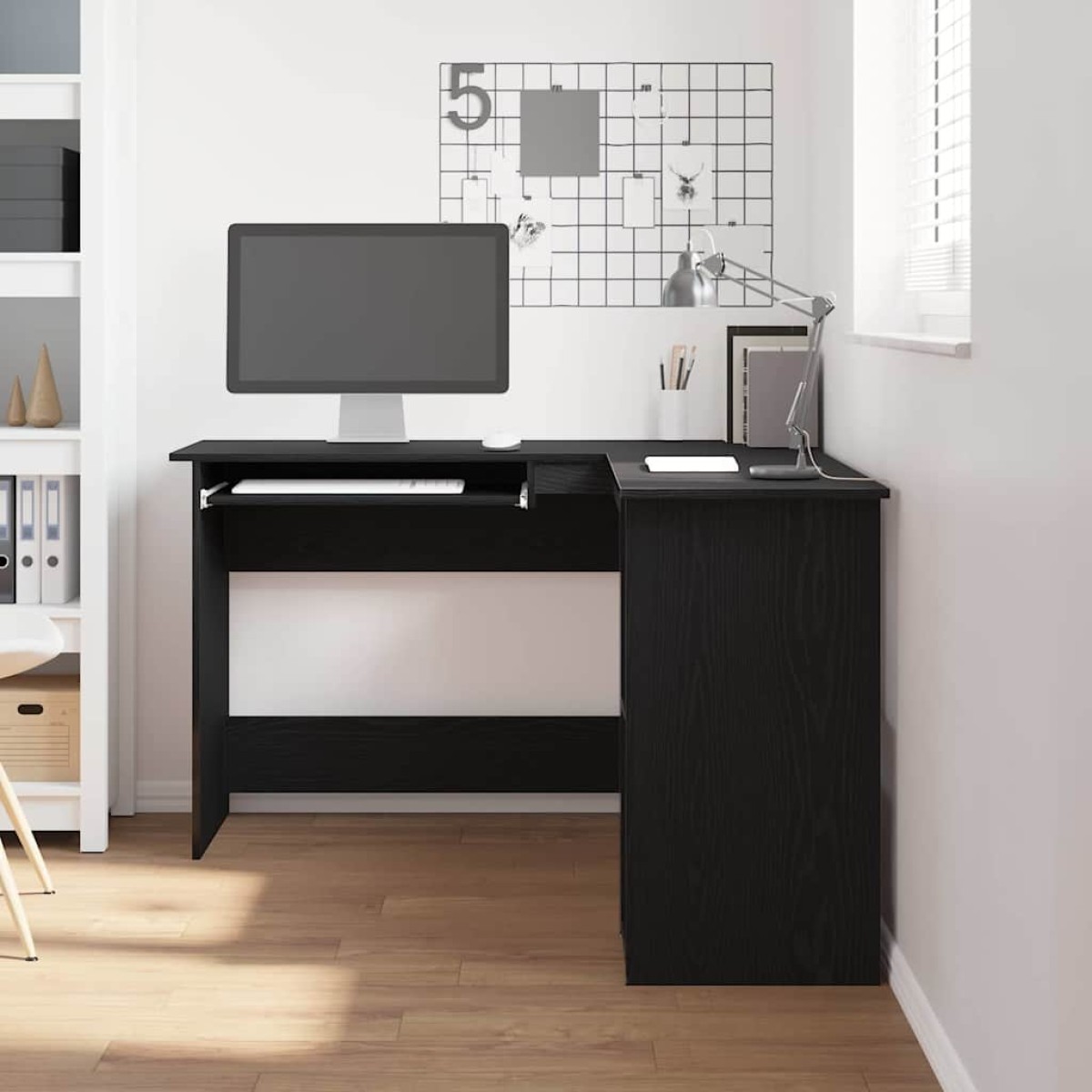 vidaXL Γωνιακό γραφείο Μαύρη Οξυά 120 x 140 x 75 εκ Επεξεργασμένο Ξύλο