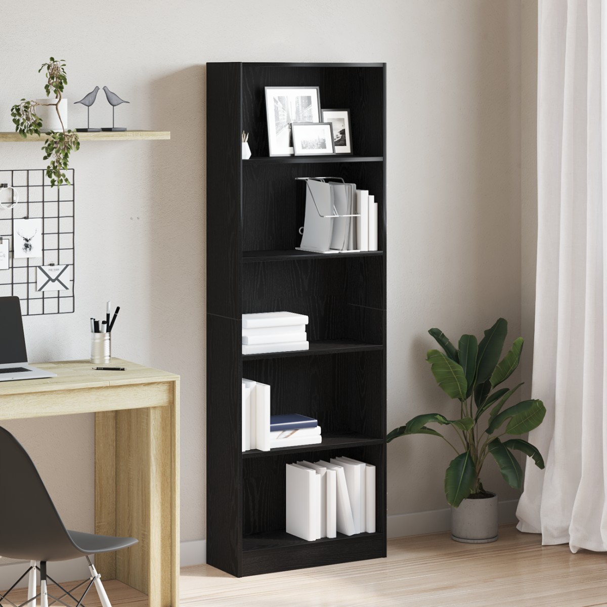 vidaXL Ράφι Βιβλίων 60 x 24 x 176 εκ Επεξεργασμένο Ξύλο Μαύρη Οξυά