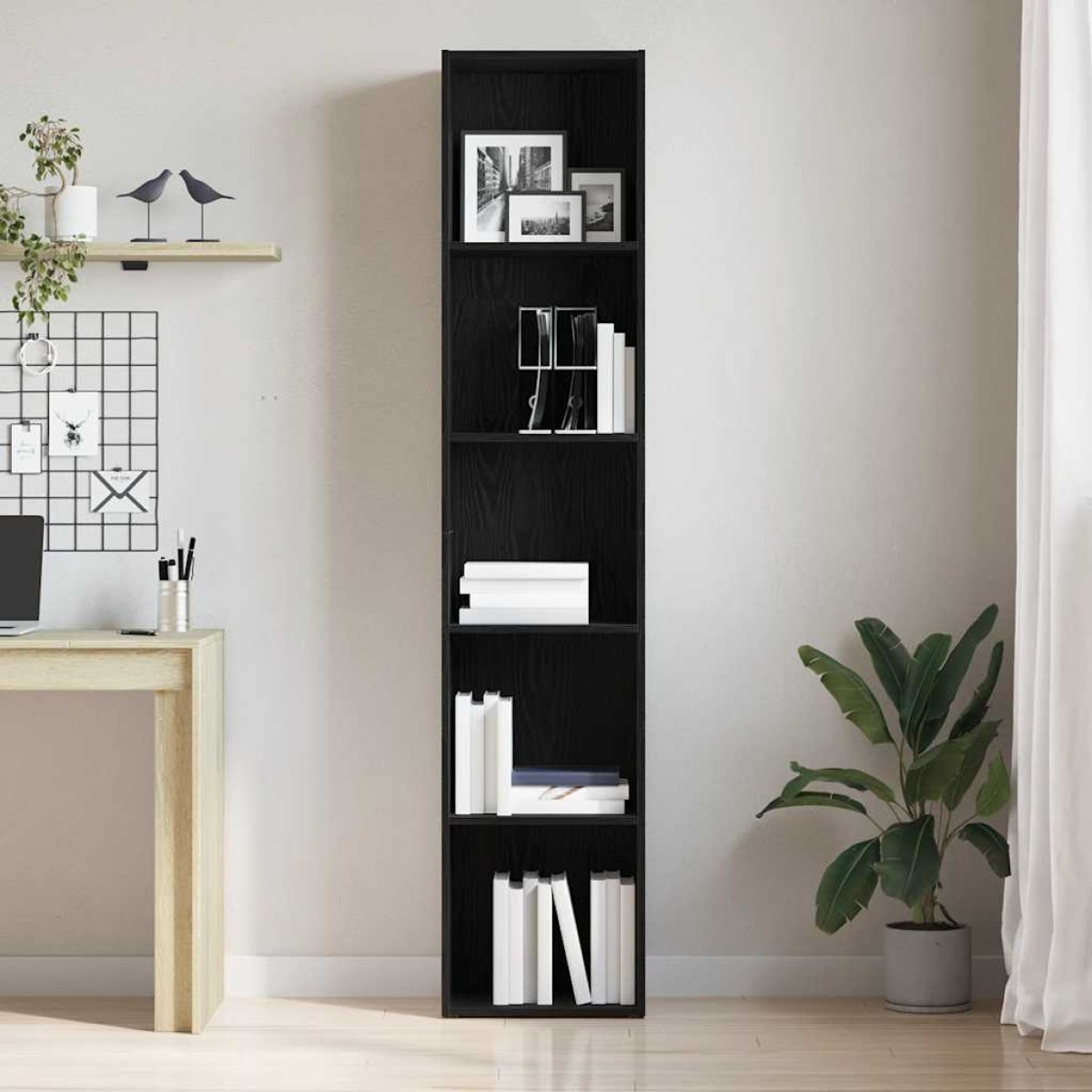 vidaXL Βιβλιοθήκη Μαύρη Δρυς 40x30x189 εκ. από Τεχνητό Ξύλο