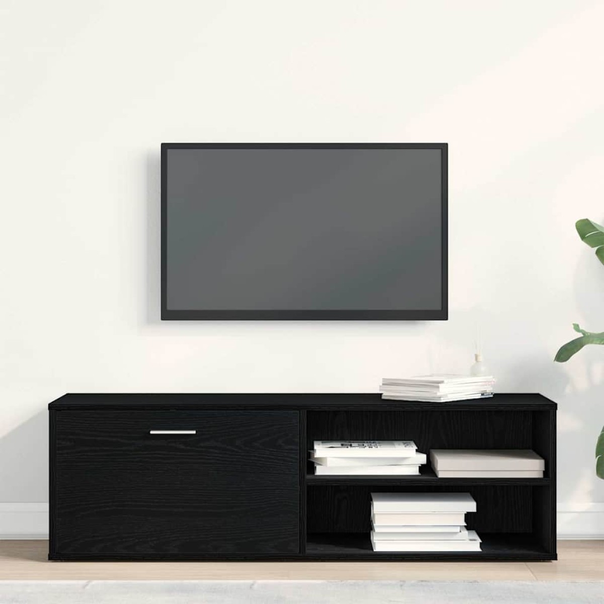 vidaXL Έπιπλο Τηλεόρασης Μαύρο Δρυς 120x34x37 εκ. από Τεχνητό Ξύλο