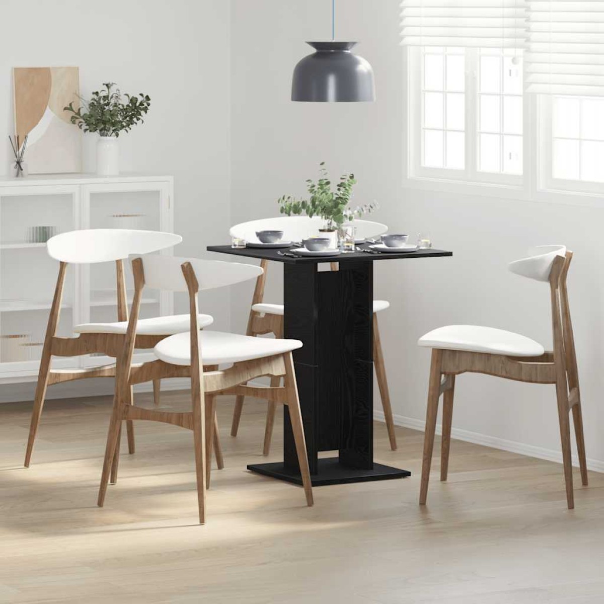 vidaXL Τραπέζι Μπιστρό Μαύρο Δρυς 60x60x75 εκ. από Τεχνητό Ξύλο