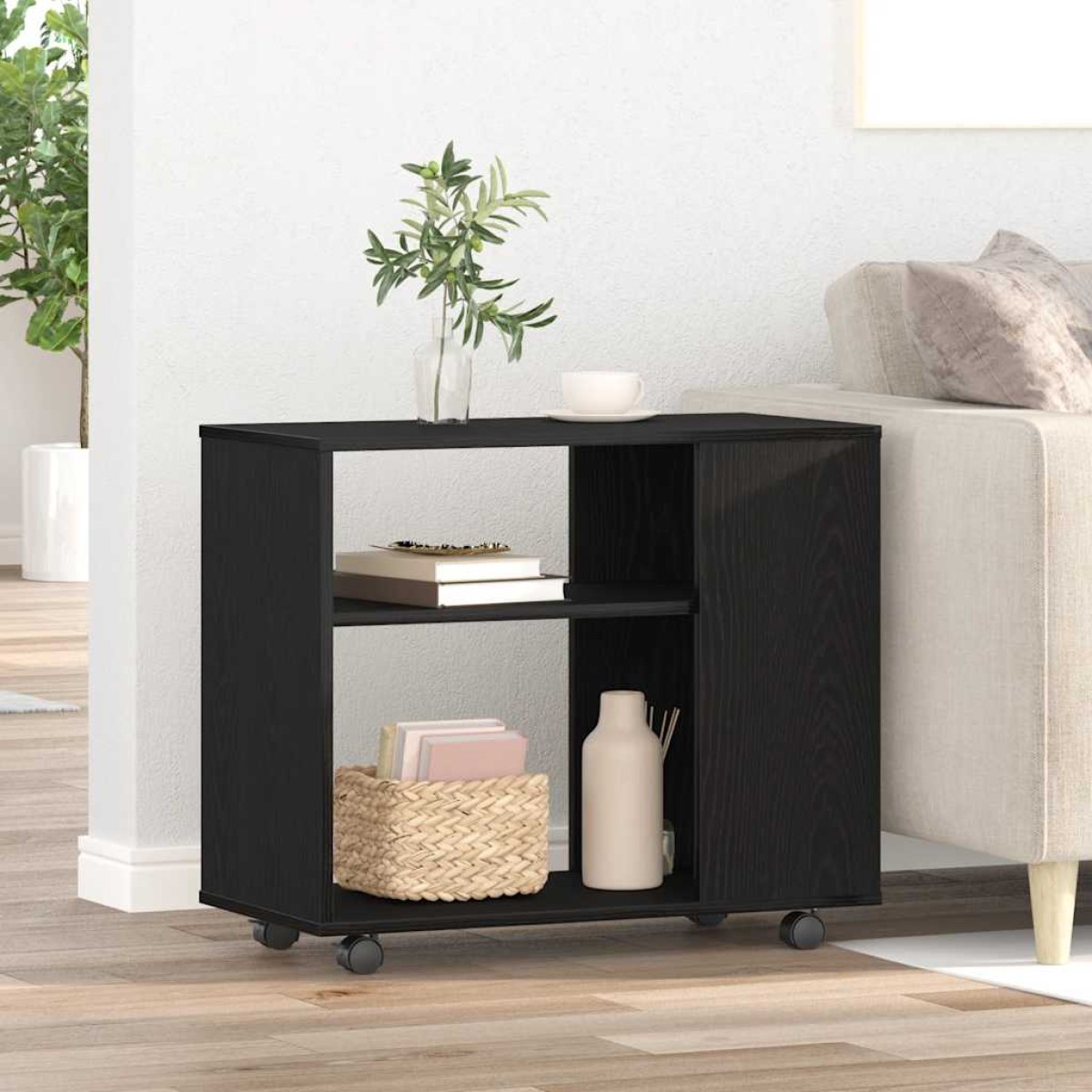 vidaXL Βοηθητικό Τραπεζάκι Μαύρο Δρυς 70x35x60,5 εκ. από Τεχνητό Ξύλο