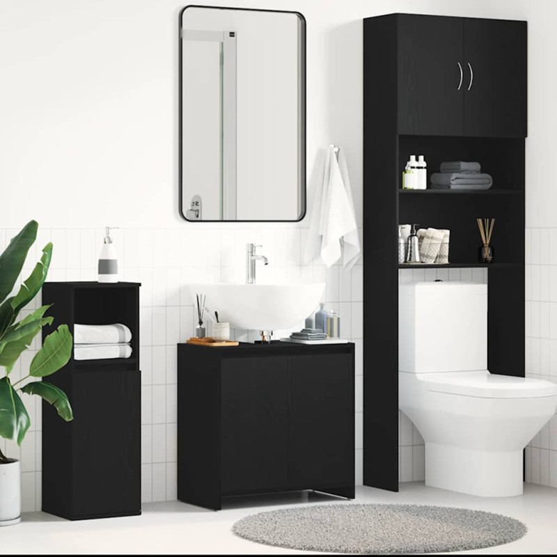 vidaXL Ντουλάπι μπάνιου Μαύρη βελανιδιά 60x33x60cm Κατασκευασμένο ξύλο