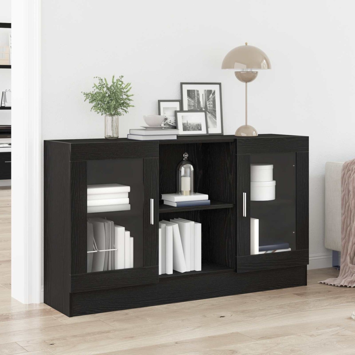 vidaXL Πλαϊνό γραφείο Μαύρη Οξυά 120 x 30,5 x 70 εκ Επεξεργασμένο Ξύλο
