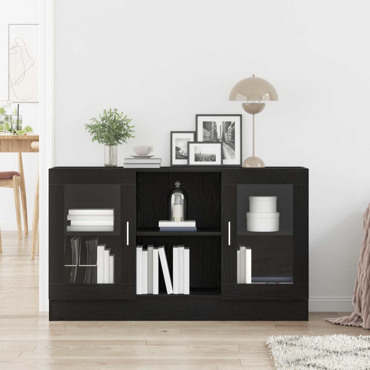 vidaXL Πλαϊνό γραφείο Μαύρη Οξυά 120 x 30,5 x 70 εκ Επεξεργασμένο Ξύλο