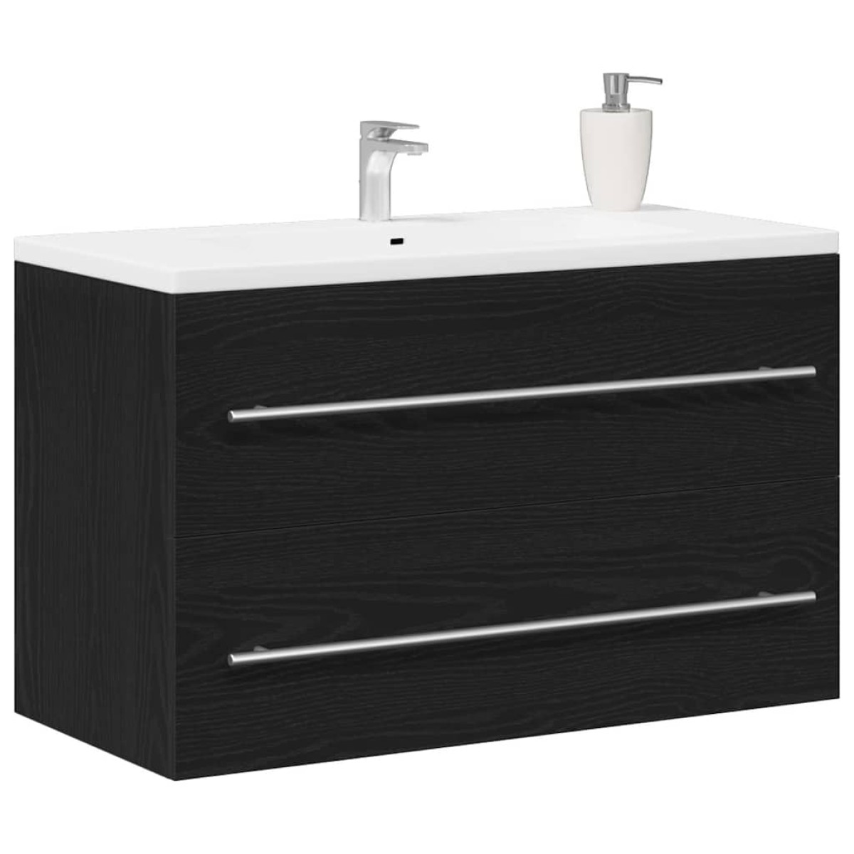 vidaXL Ντουλάπι Νιπτήρα Μαύρο Δρυς 80x38,5x48 εκ. από Τεχνητό Ξύλο