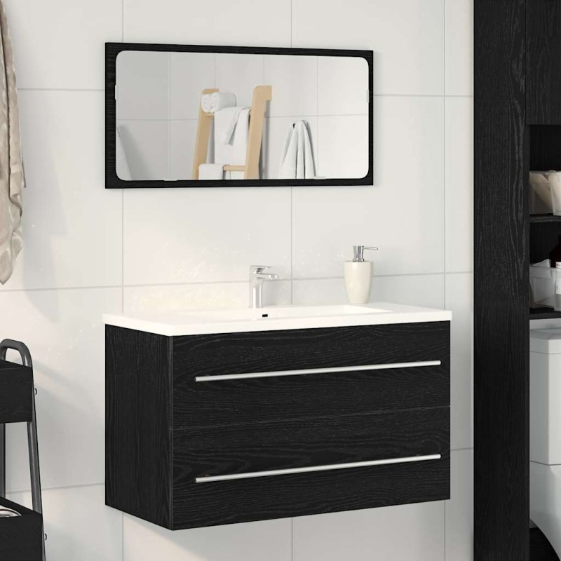 vidaXL Ντουλάπι Νιπτήρα Μαύρο Δρυς 80x38,5x48 εκ. από Τεχνητό Ξύλο