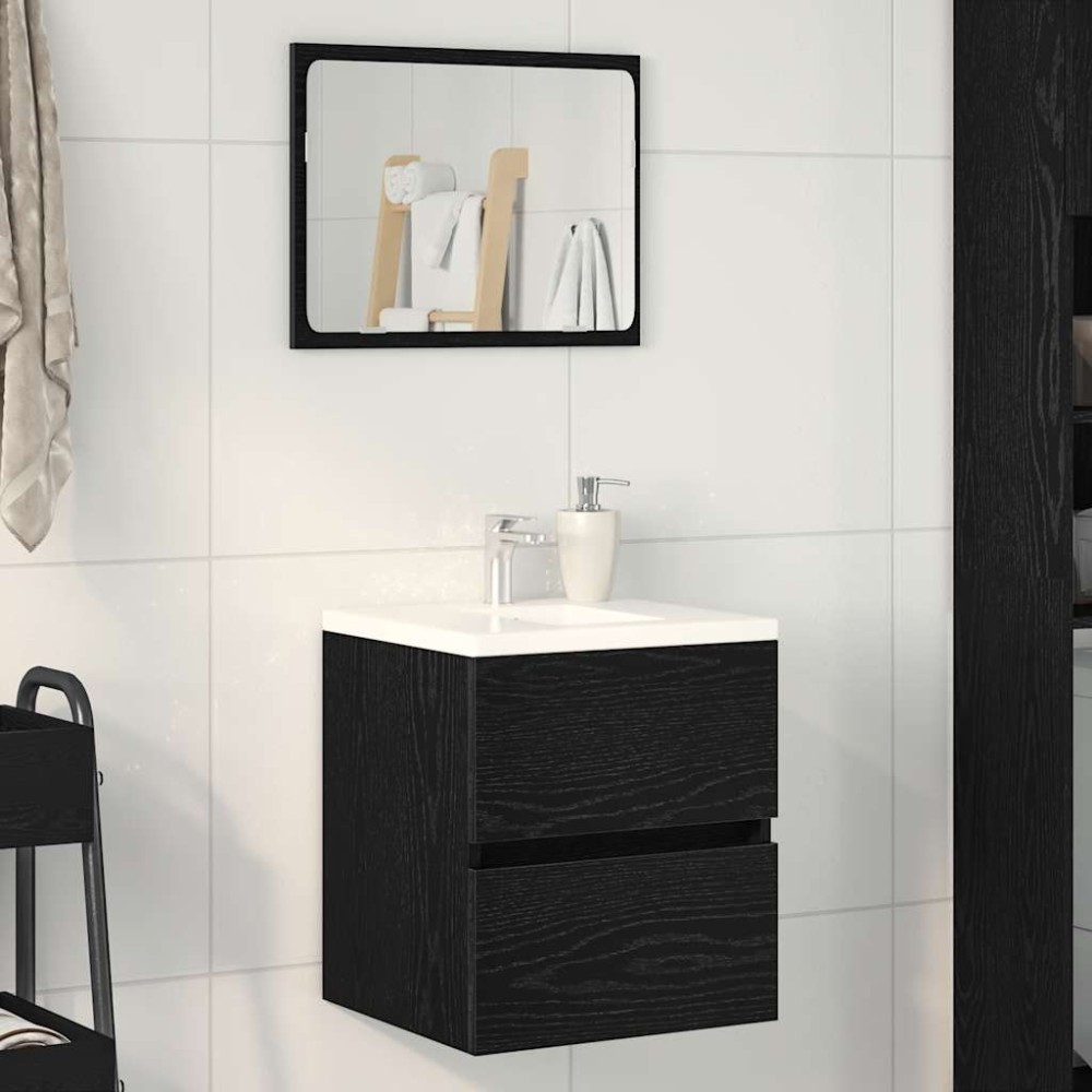 vidaXL Ντουλάπι Νιπτήρα Μπάνιου Μαύρο Δρυς 41x38,5x45 εκ. από Τεχνητό Ξύλο