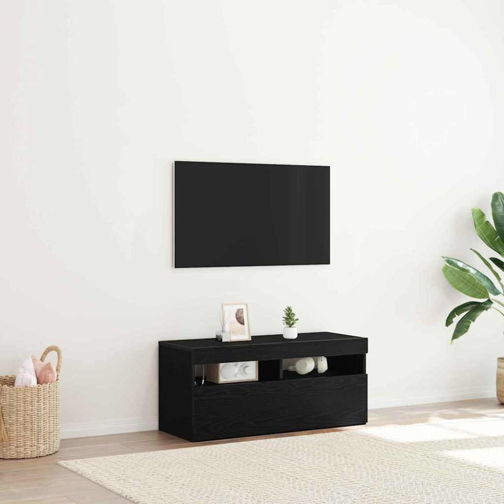 vidaXL Ντουλάπι TV 90 x 35 x 40 εκ. Μαύρη Οξυά Επεξεργασμένο Ξύλο