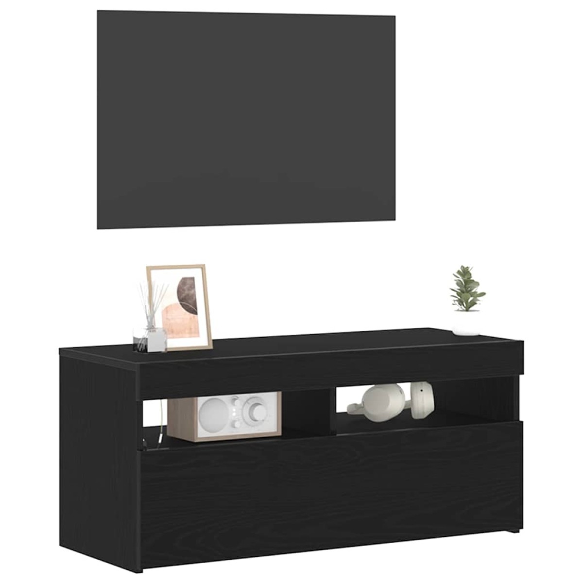 vidaXL Ντουλάπι TV 90 x 35 x 40 εκ. Μαύρη Οξυά Επεξεργασμένο Ξύλο