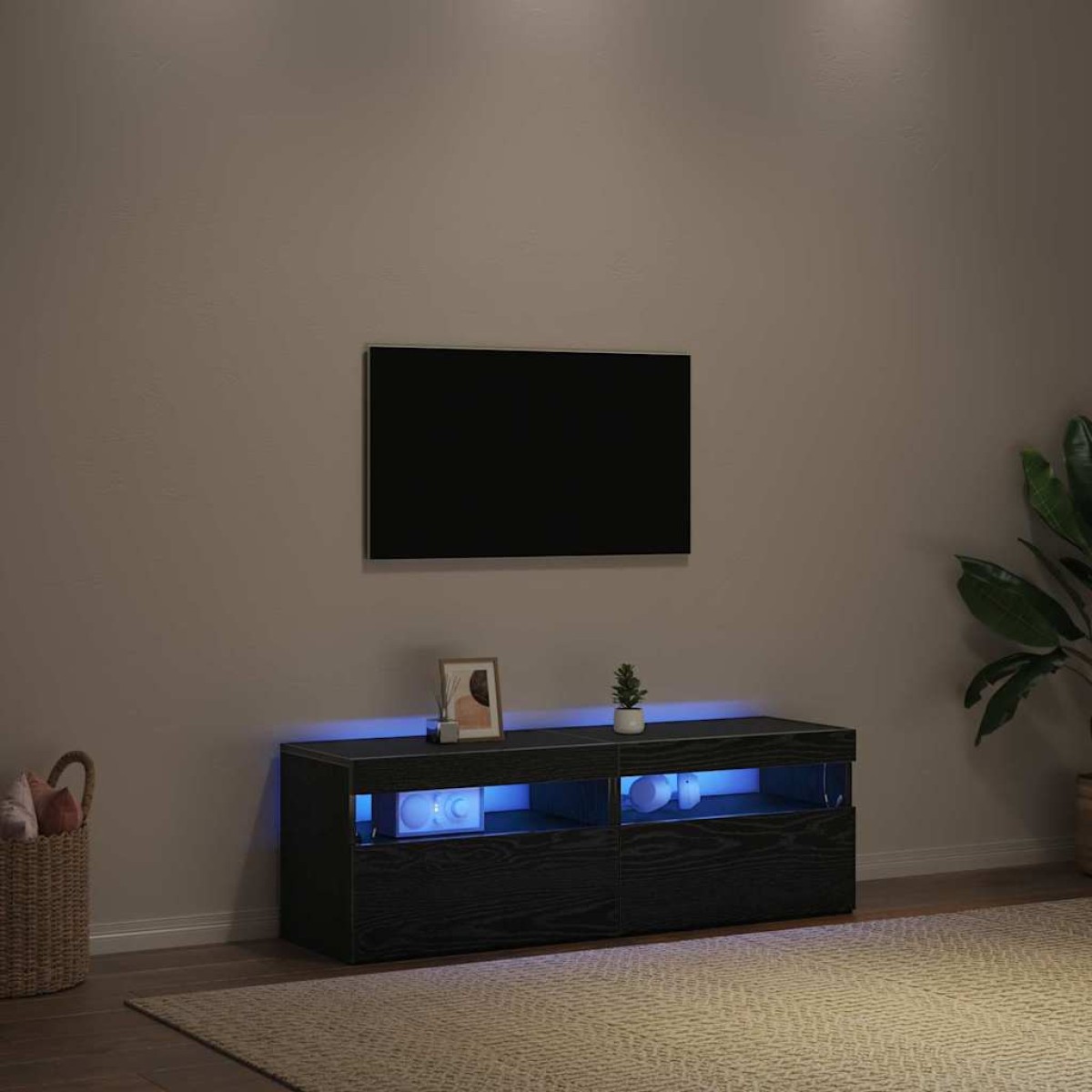 vidaXL Ντουλάπι TV 2 τμχ. Μαύρη Οξυά Επεξεργασμένο Ξύλο
