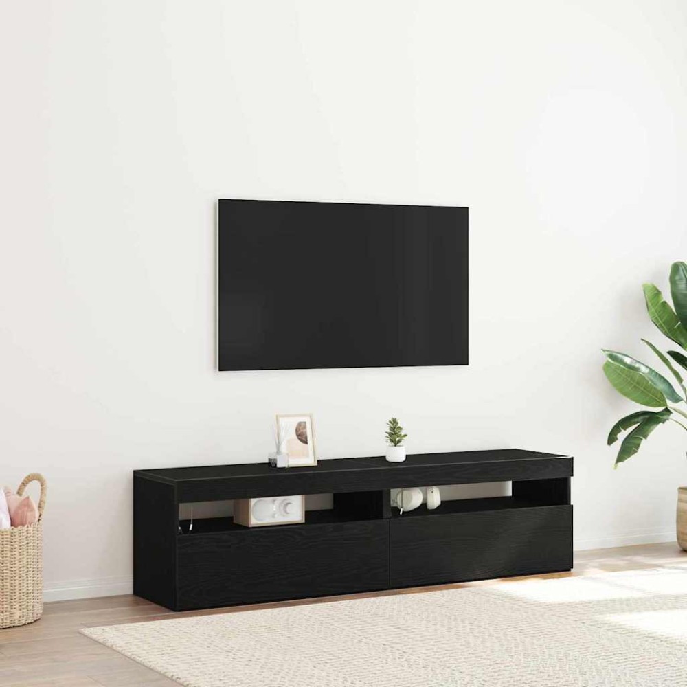 vidaXL Ντουλάπι TV 2 τμχ. Μαύρη Οξυά Επεξεργασμένο Ξύλο