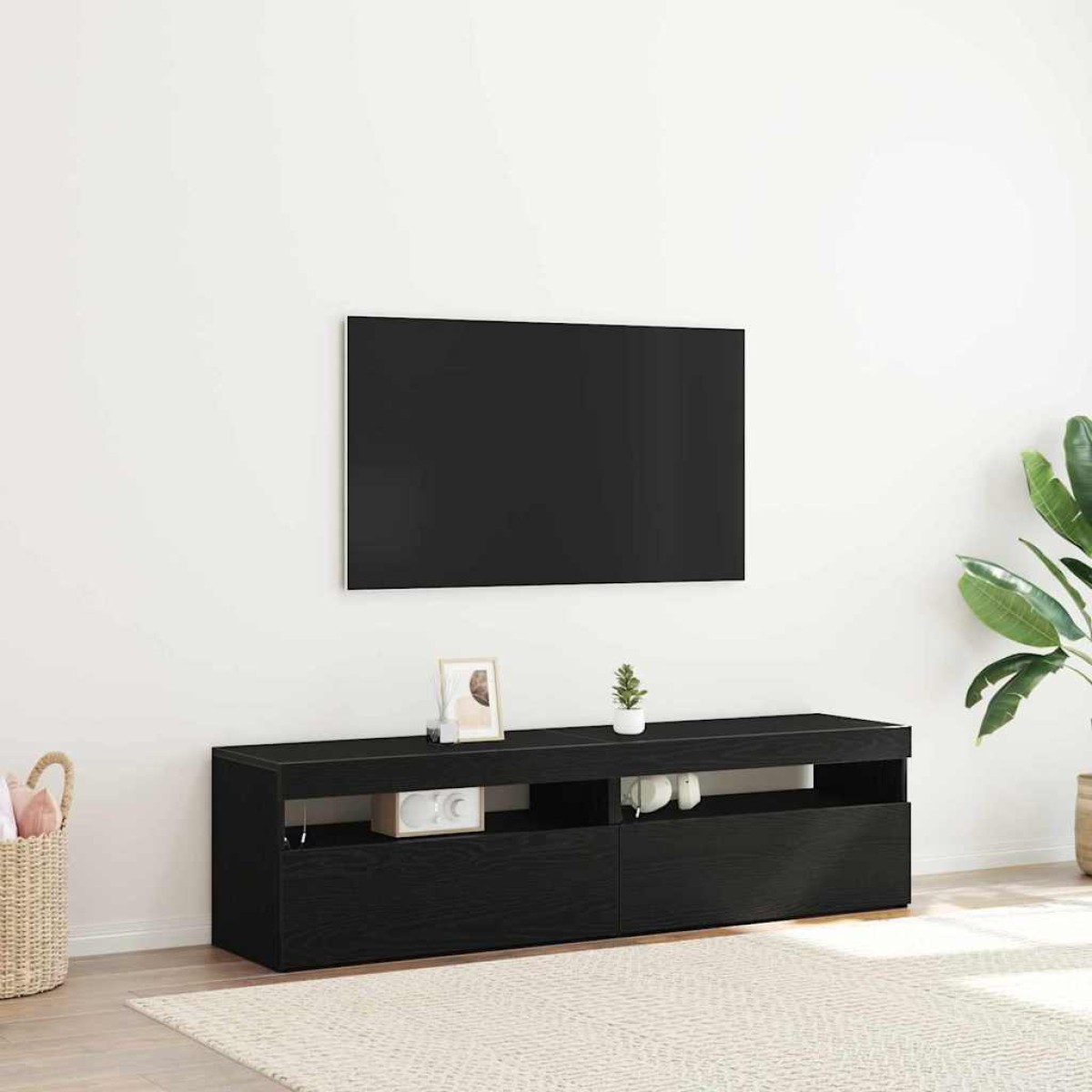 vidaXL Ντουλάπι TV 2 τμχ. Μαύρη Οξυά Επεξεργασμένο Ξύλο