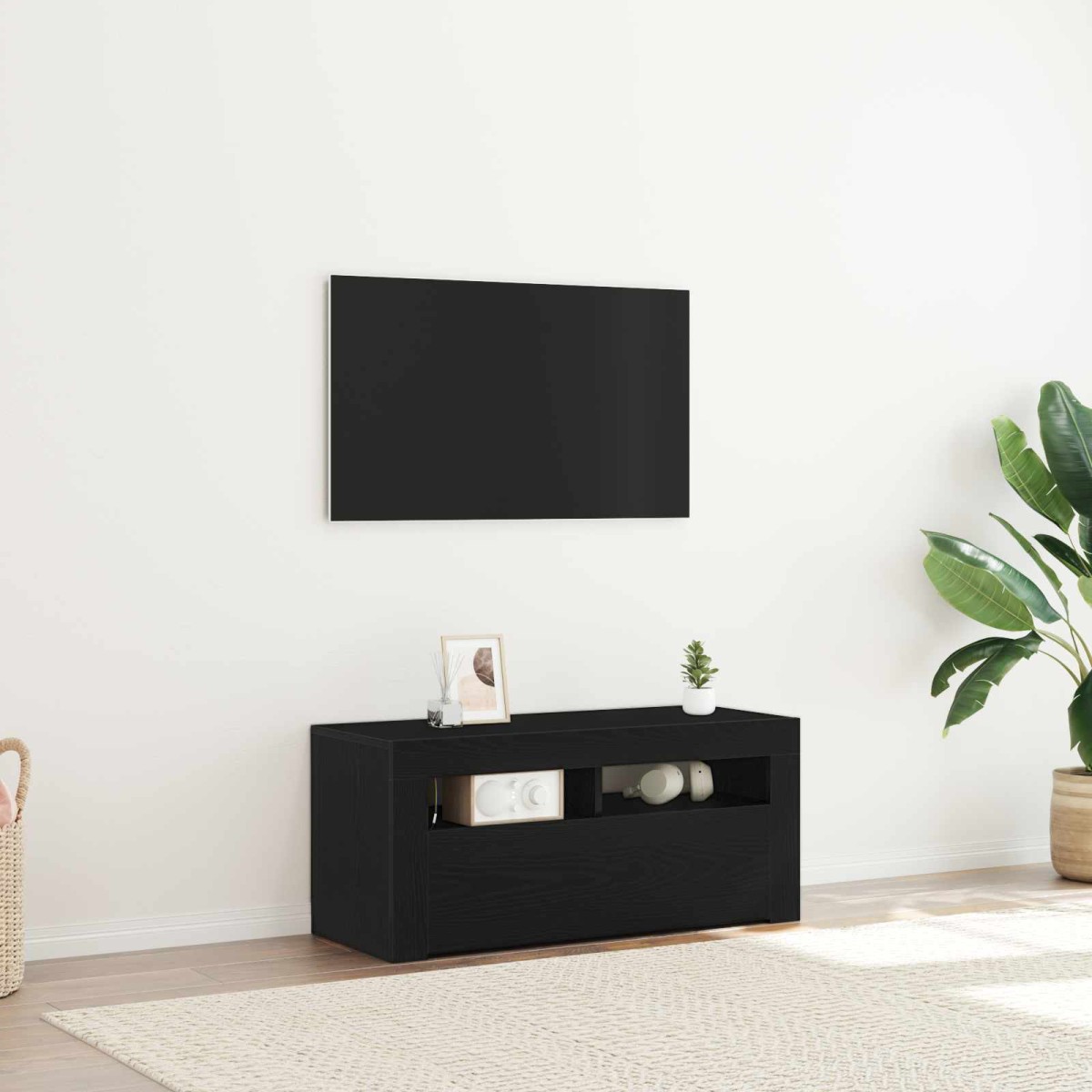 vidaXL Ντουλάπι TV 90 x 35 x 40 εκ. Μαύρη Οξυά Επεξεργασμένο Ξύλο