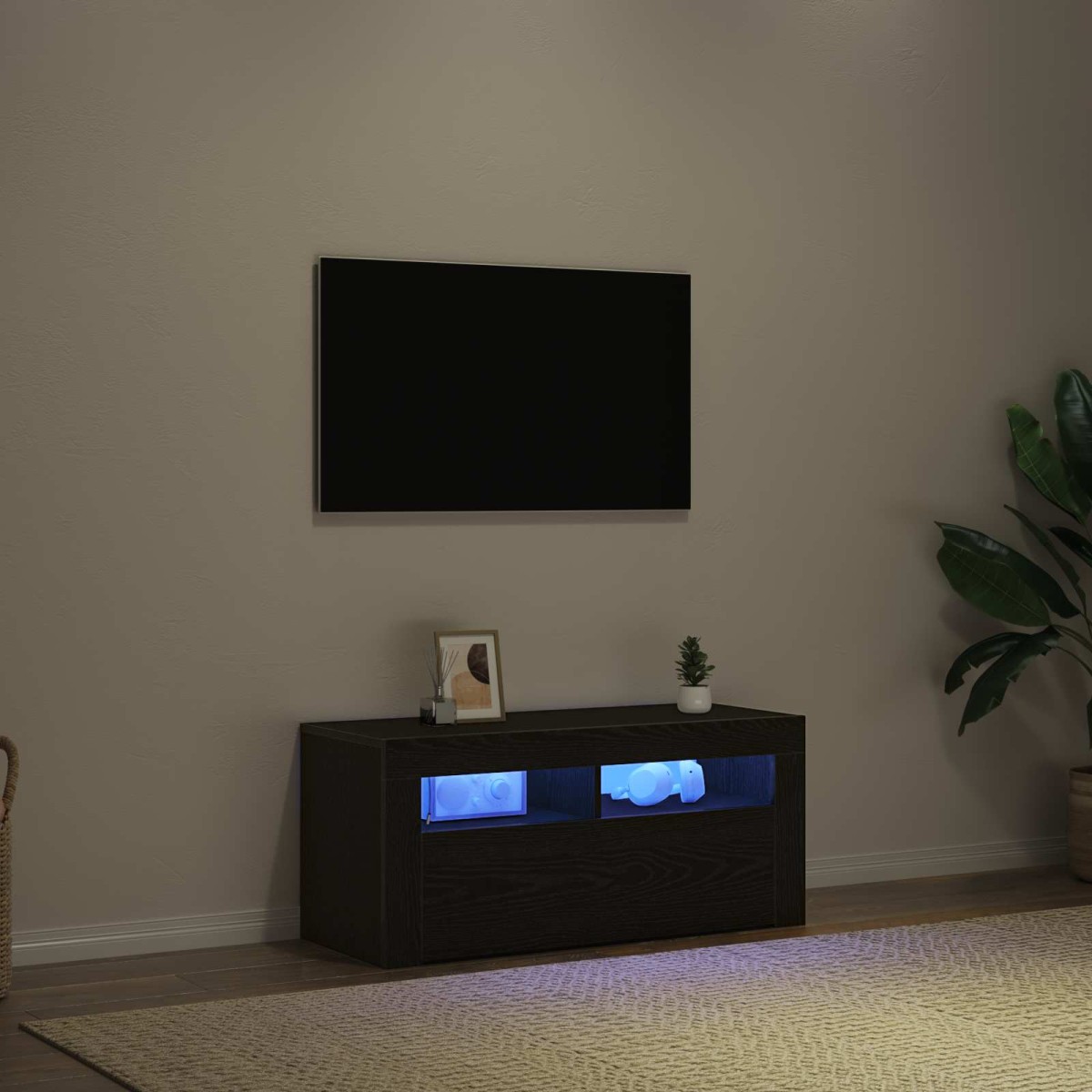 vidaXL Ντουλάπι TV 90 x 35 x 40 εκ. Μαύρη Οξυά Επεξεργασμένο Ξύλο