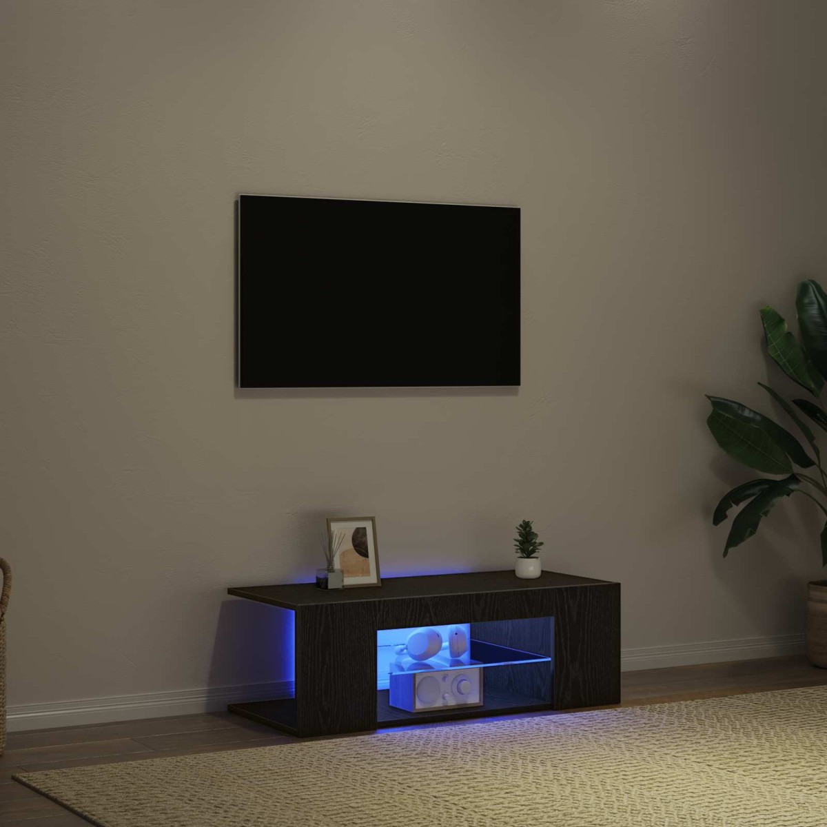 vidaXL Ντουλάπι TV 90 x 39 x 30 εκ. Μαύρη Οξυά Επεξεργασμένο Ξύλο