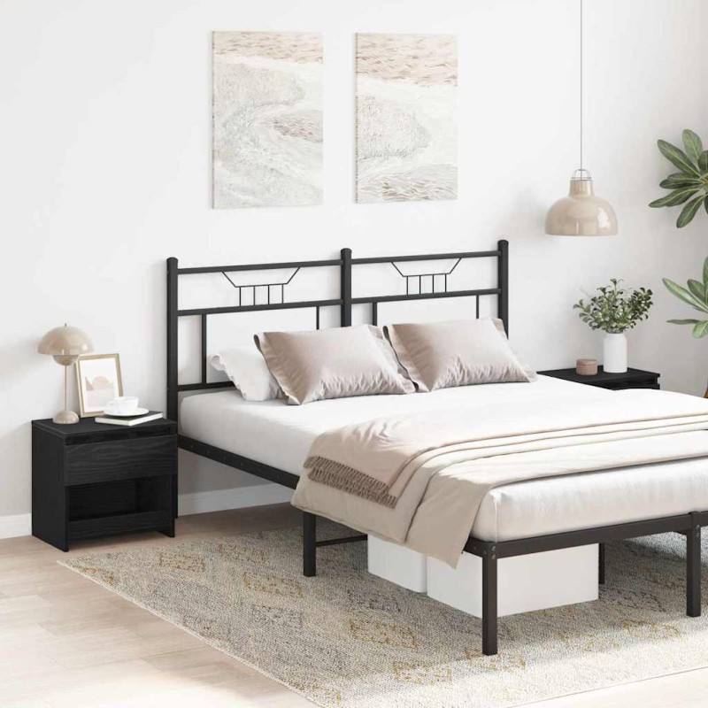 vidaXL Κομοδίνο 2 τεμ. Μαύρη Οξυά 40 x 30 x 39 εκ Επεξεργασμένο Ξύλο