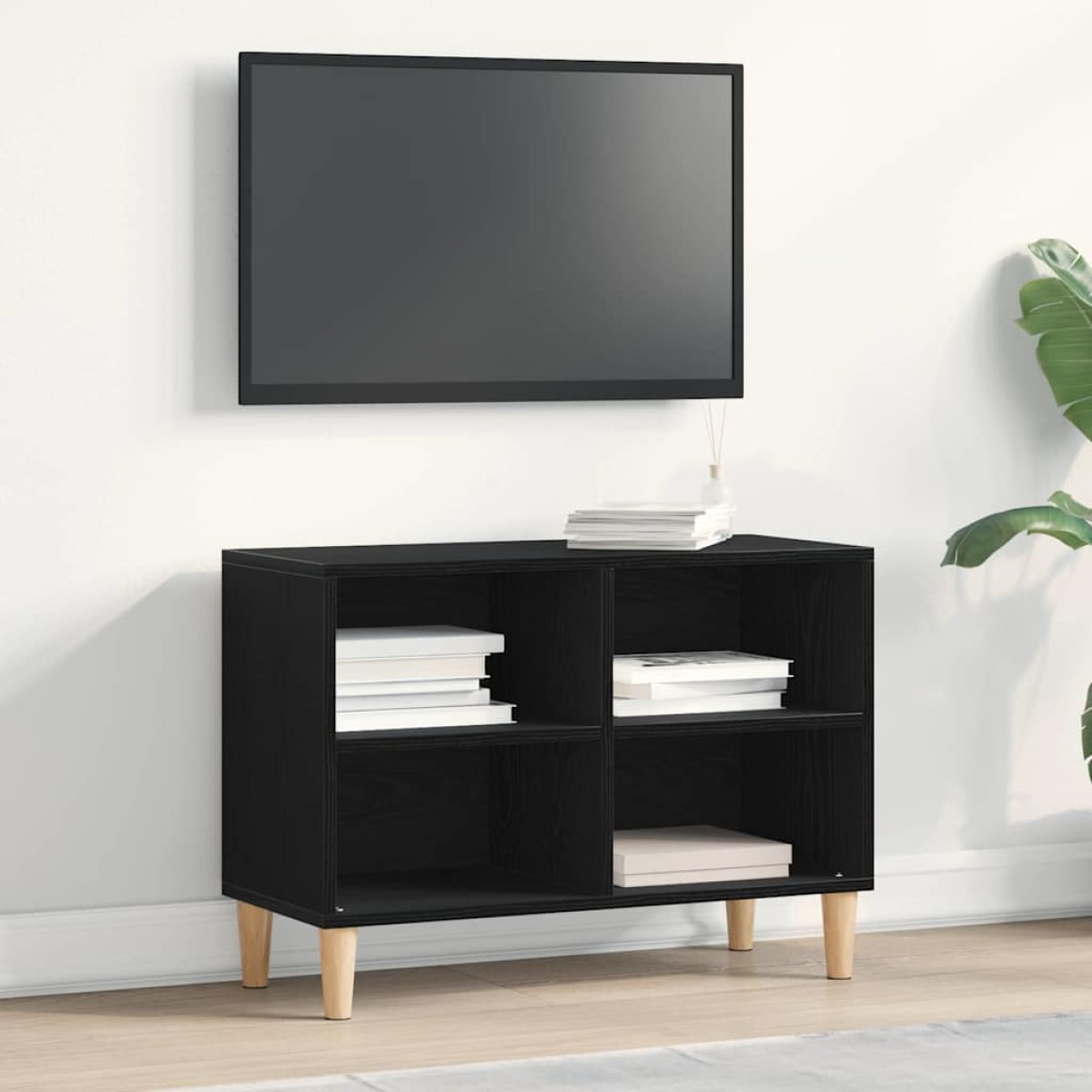 vidaXL Ντουλάπι TV 69,5 x 30 x 50 εκ. Μαύρη Οξυά Επεξεργασμένο Ξύλο