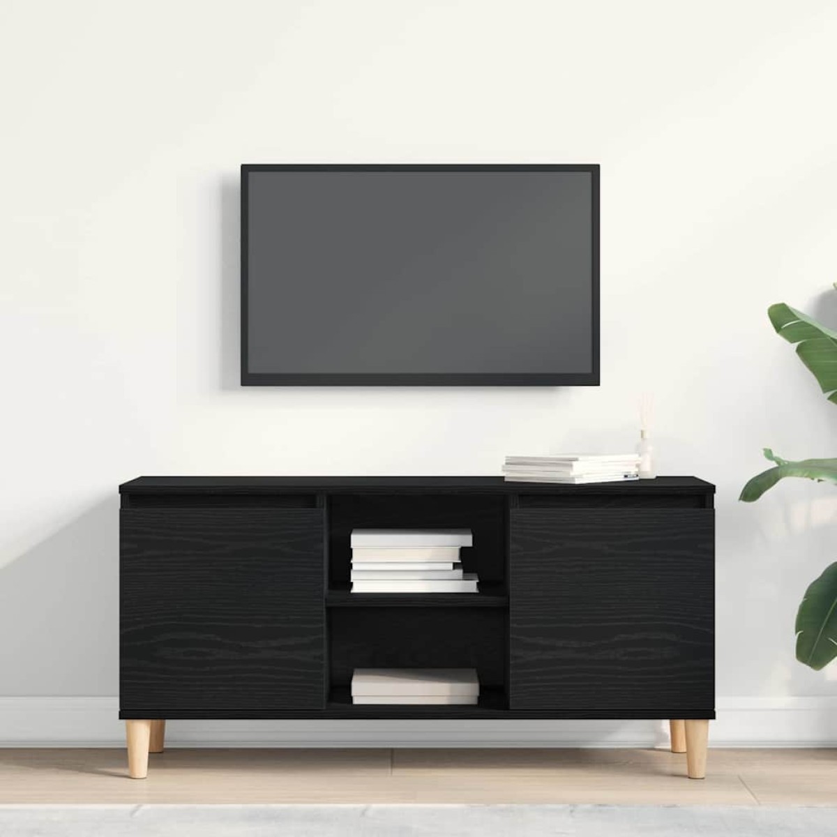 vidaXL Ντουλάπι TV 102 x 35 x 50 εκ. Μαύρη Οξυά Επεξεργασμένο Ξύλο