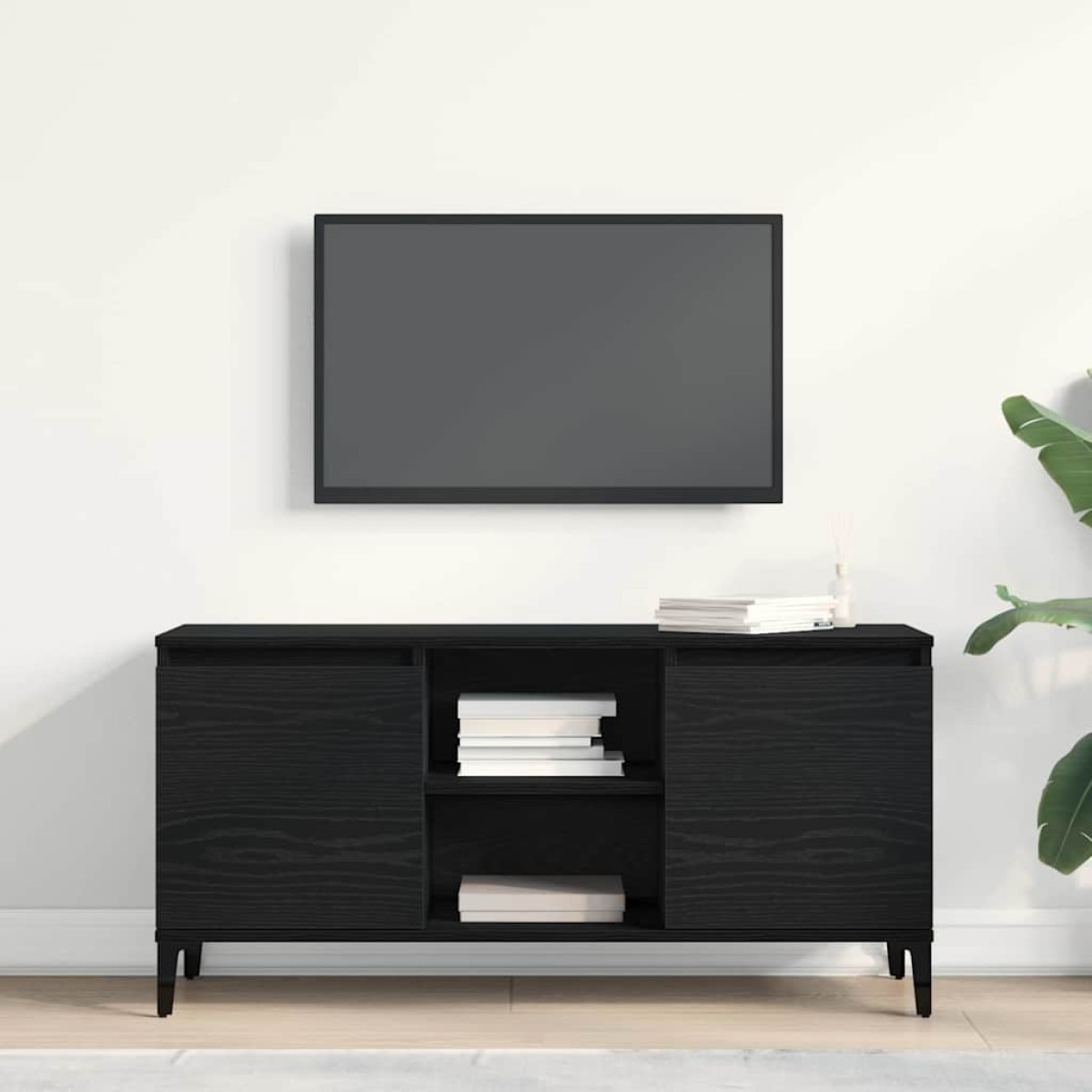 vidaXL Ντουλάπι TV 102 x 35 x 50 εκ. Μαύρη Οξυά Επεξεργασμένο Ξύλο