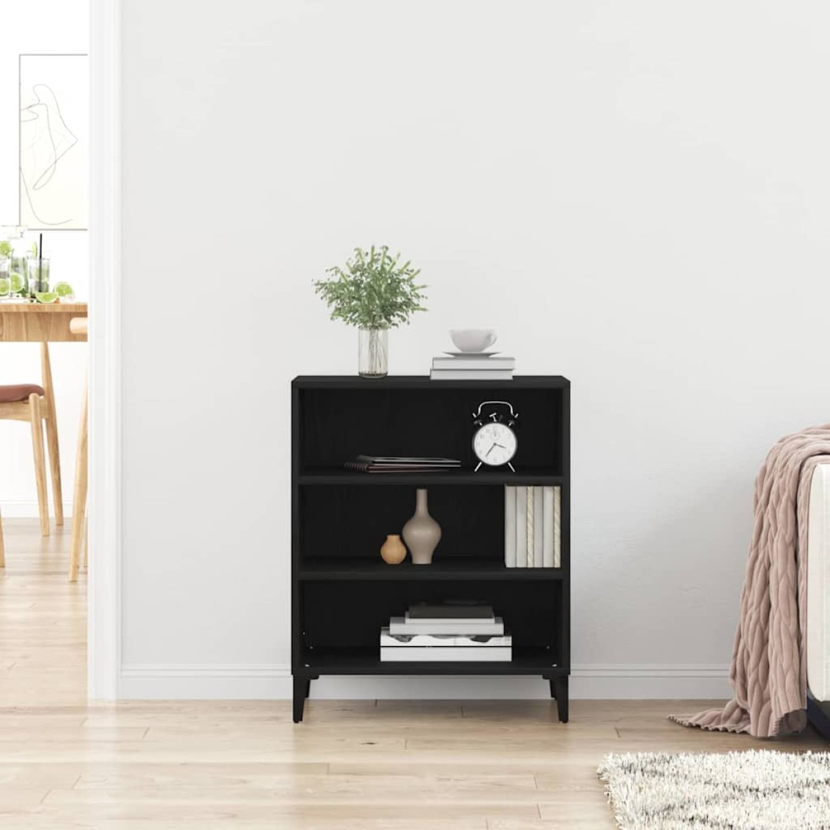 vidaXL Πλαϊνό γραφείο Μαύρη Οξυά 57 x 35 x 70 εκ Επεξεργασμένο Ξύλο