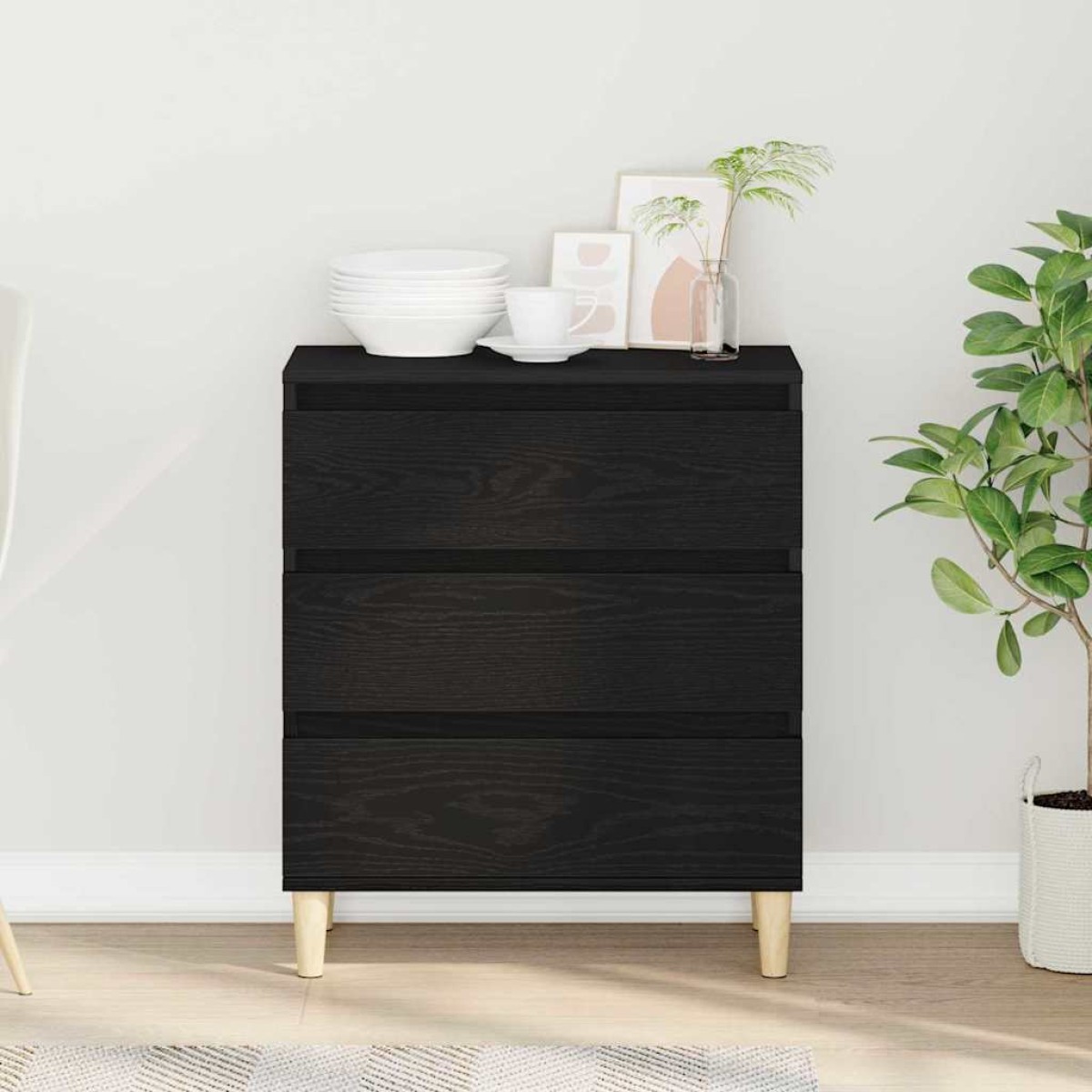 vidaXL Πλαϊνό γραφείο Μαύρη Οξυά 60 x 35 x 70 cm Επεξεργασμένο Ξύλο