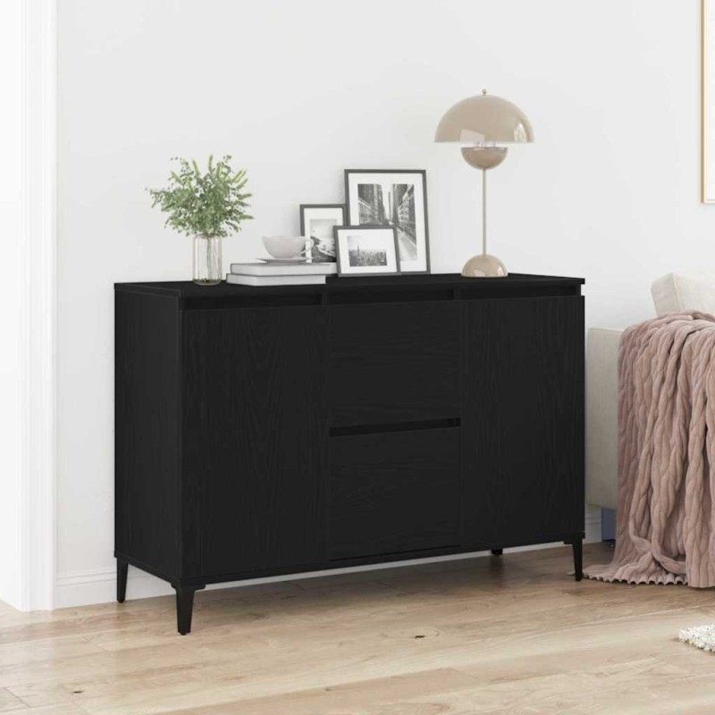 vidaXL Πλαϊνό γραφείο Μαύρη Οξυά 104 x 35 x 70 εκ. Επεξεργασμένο Ξύλο