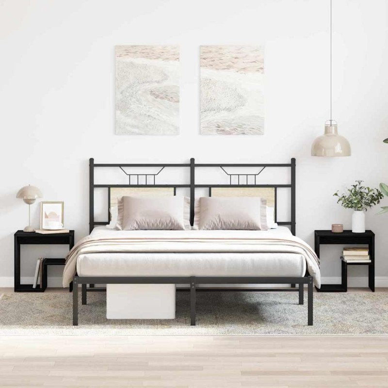 vidaXL Κομοδίνο 2 τεμ. Μαύρη Οξυά 40 x 30 x 40 εκ Επεξεργασμένο Ξύλο
