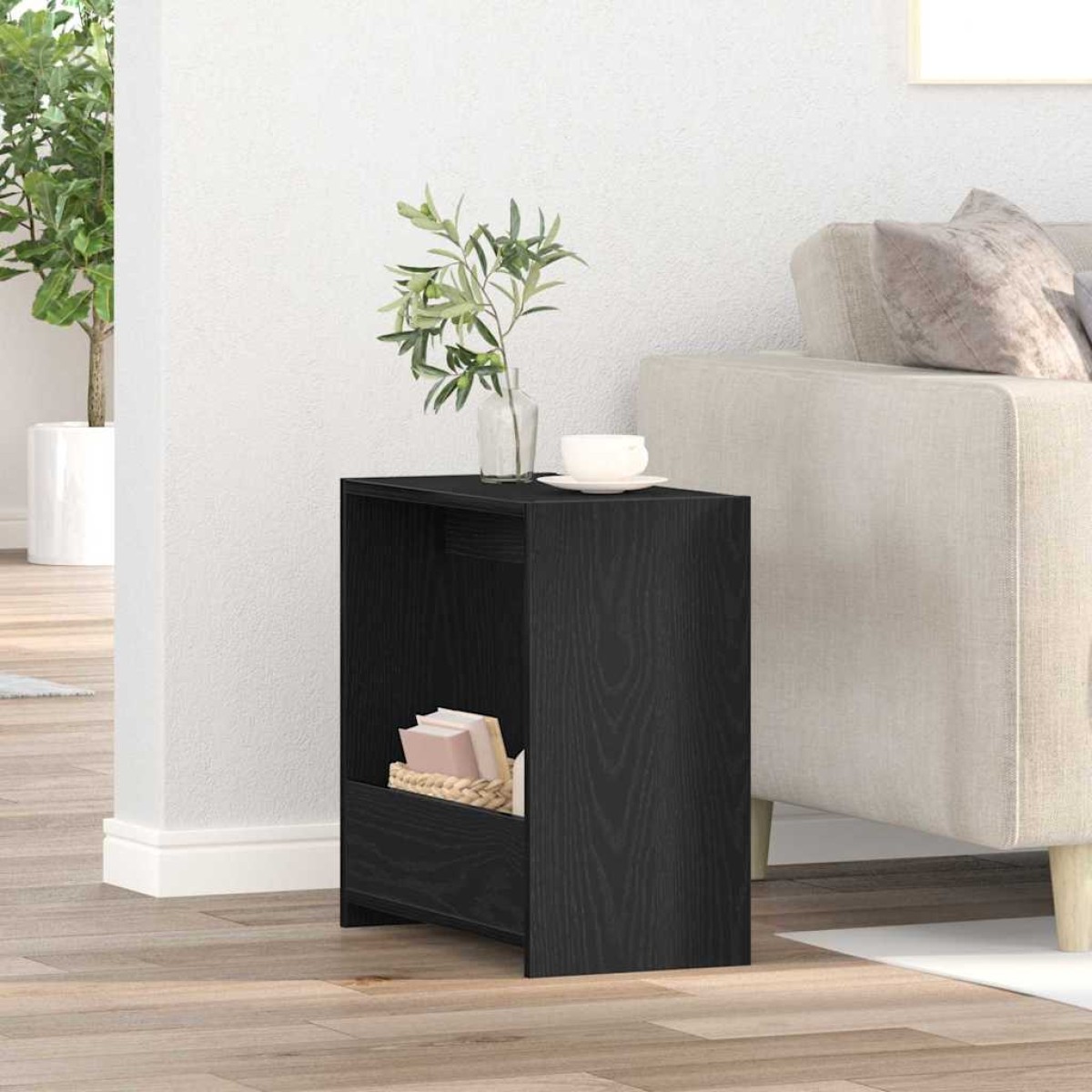 vidaXL Τραπεζάκι Πλευράς Μαύρη Οξυά 50 x 26 x 50 εκ.