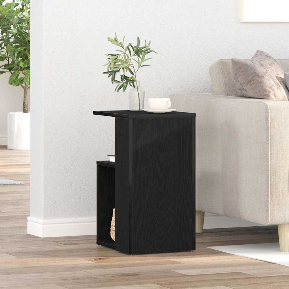 vidaXL Τραπεζάκι Πλευράς Μαύρη Οξυά 36 x 30 x 56 εκ Επεξεργασμένο Ξύλο
