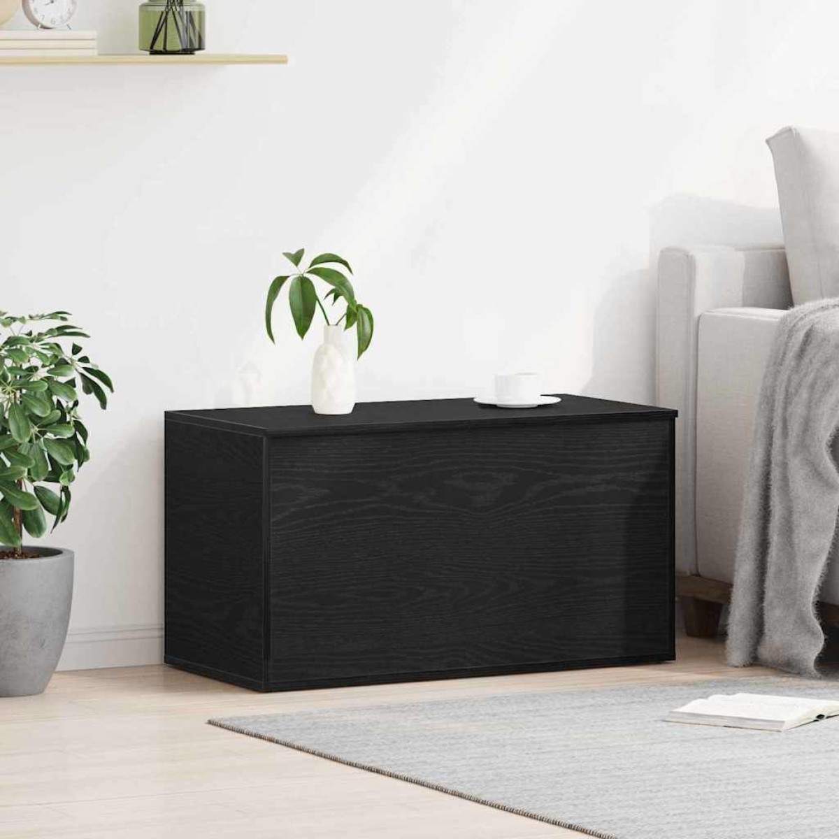 vidaXL Κουτί αποθήκευσης Μαύρη Οξυά 84 x 42 x 46 cm Επεξεργασμένο Ξύλο