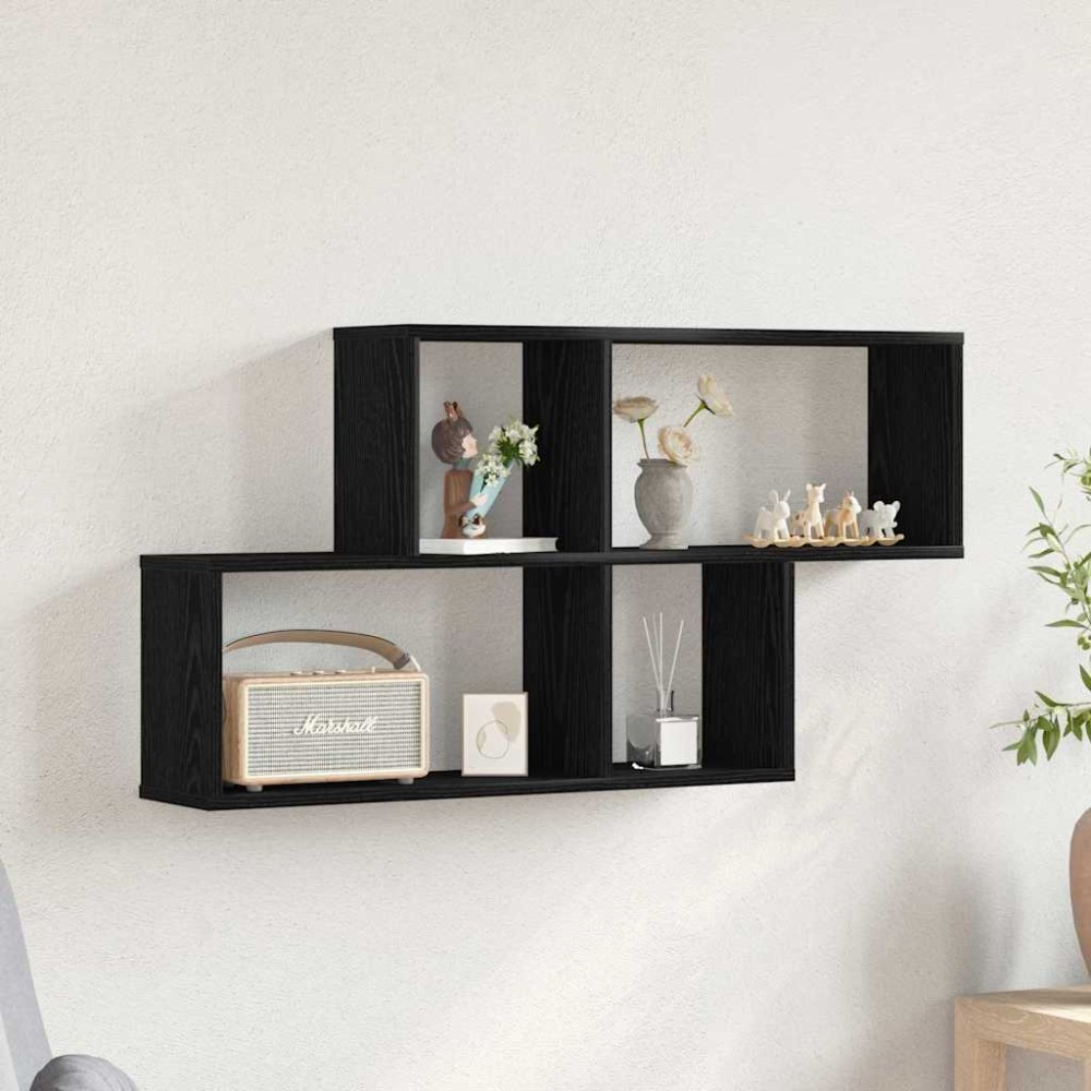 vidaXL Ράφι Τοίχου Επιτοίχιο Μαύρη Οξυά 76 x 15 x 53 εκ
