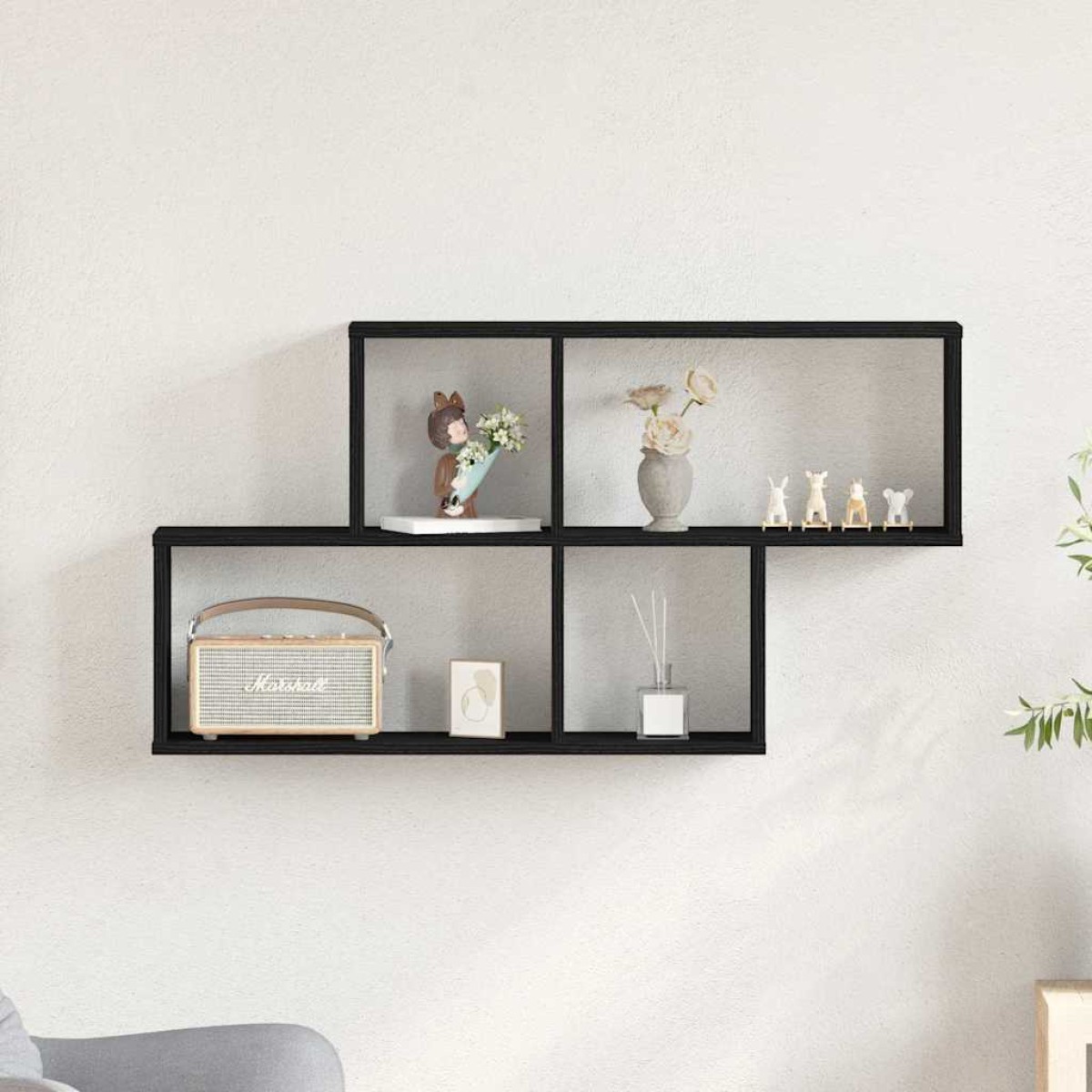 vidaXL Ράφι Τοίχου Επιτοίχιο Μαύρη Οξυά 76 x 15 x 53 εκ