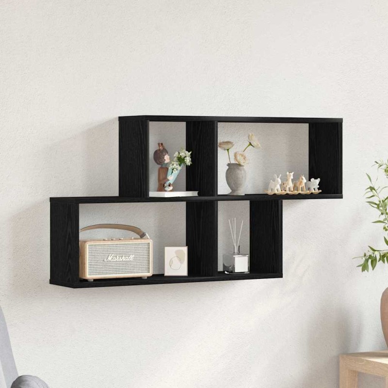 vidaXL Ράφι Τοίχου Επιτοίχιο Μαύρη Οξυά 76 x 15 x 53 εκ