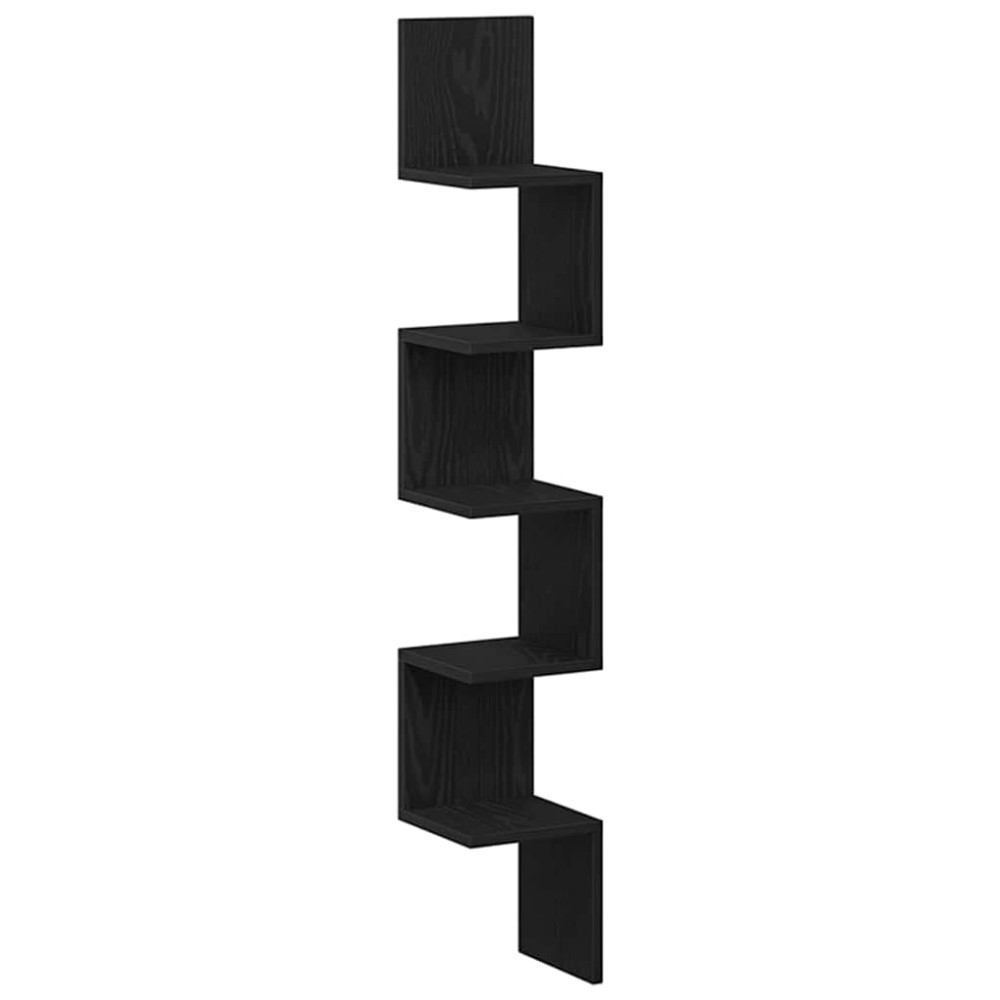 vidaXL Γωνιακό ράφι Επιτοίχιο Μαύρη Οξυά 20 x 20 x 127,5 cm