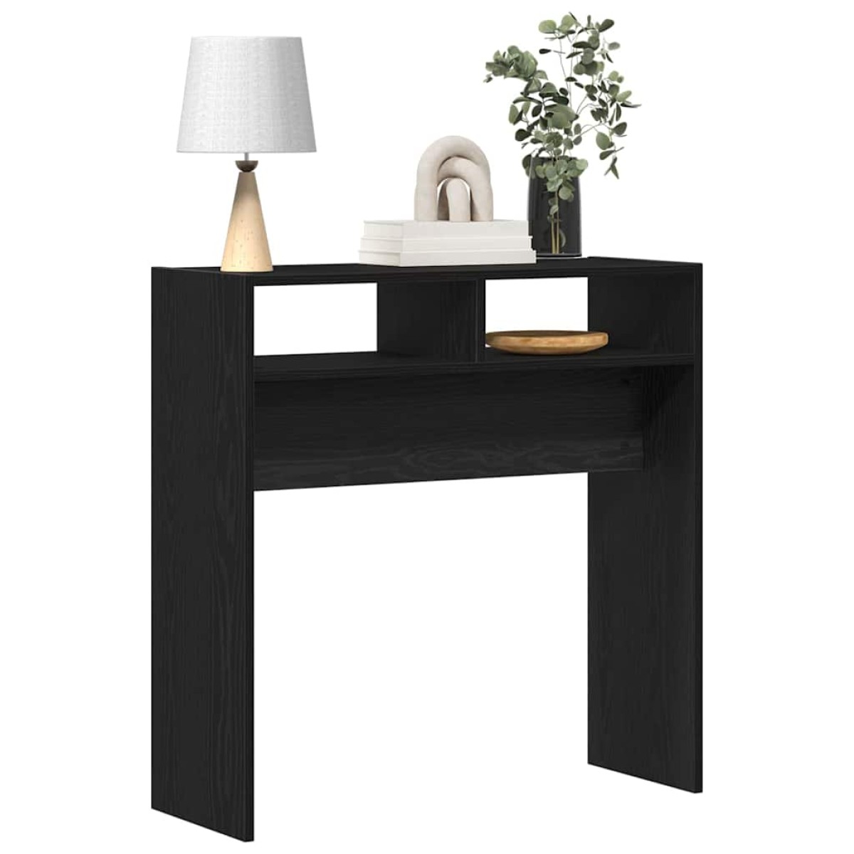 vidaXL Τραπέζι κονσόλας Μαύρη Οξυά 78 x 30 x 80 εκ. Επεξεργασμένο Ξύλο