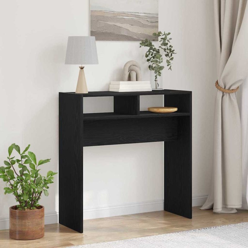 vidaXL Τραπέζι κονσόλας Μαύρη Οξυά 78 x 30 x 80 εκ. Επεξεργασμένο Ξύλο