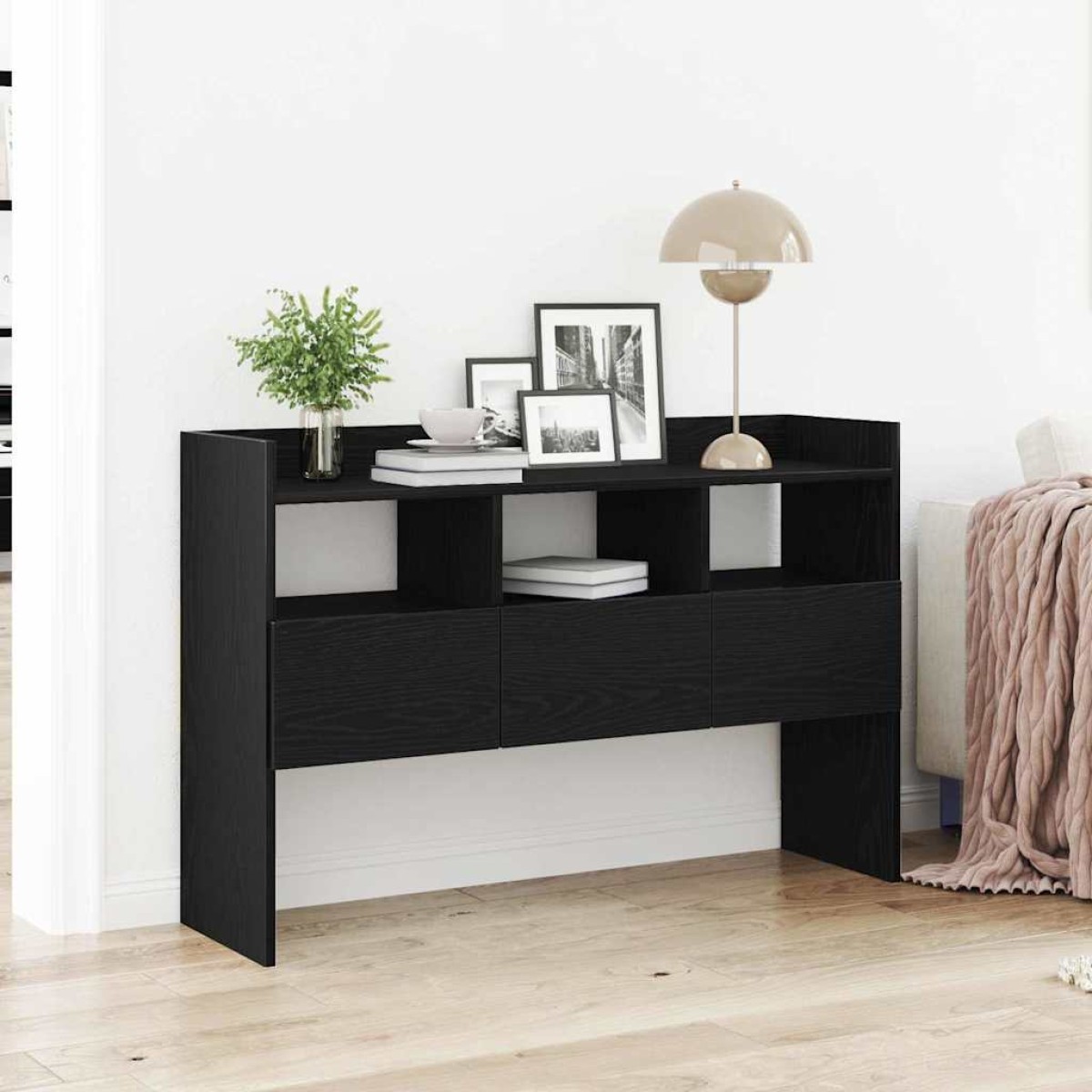 vidaXL Πλαϊνό γραφείο Μαύρη Οξυά 105 x 30 x 70 εκ Επεξεργασμένο Ξύλο