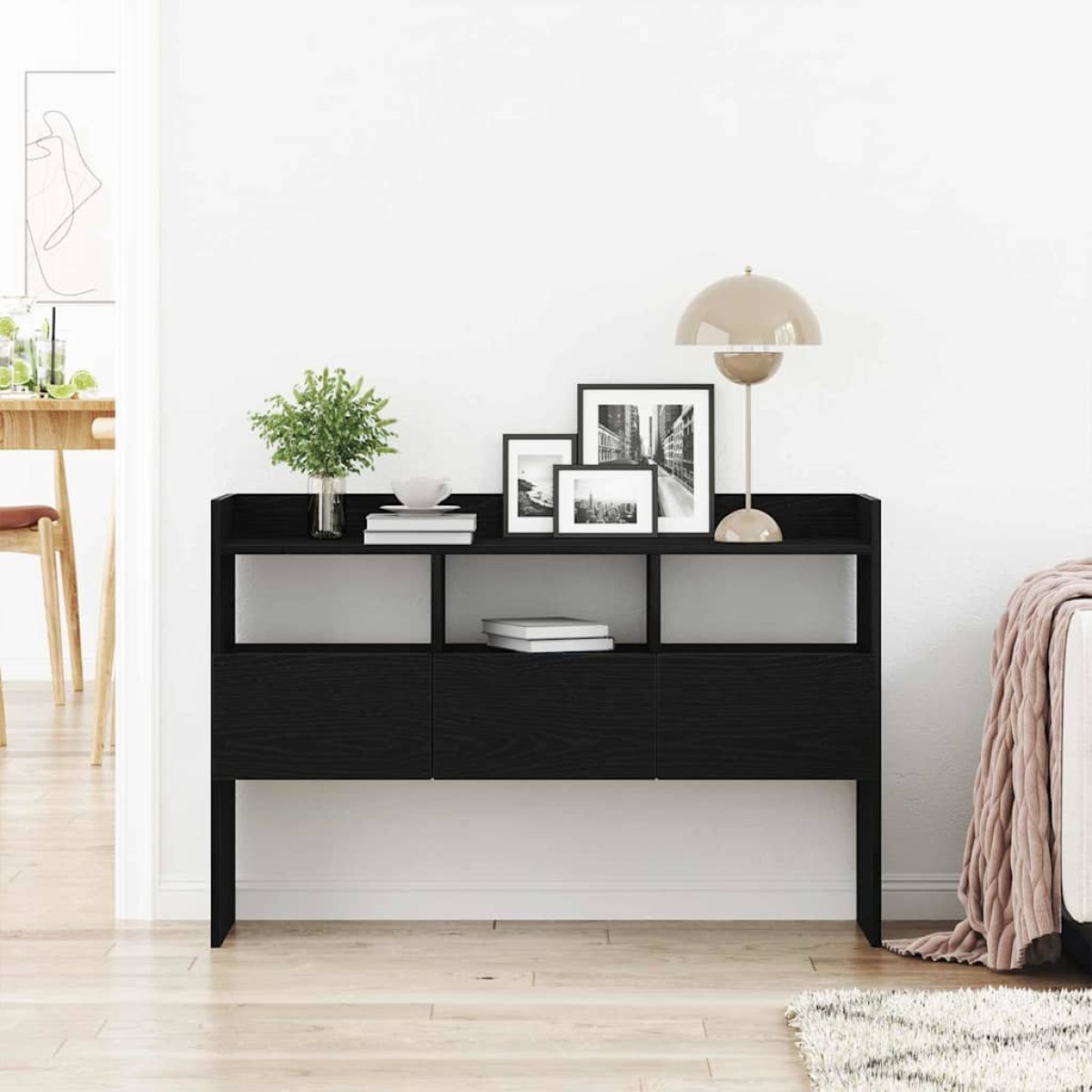 vidaXL Πλαϊνό γραφείο Μαύρη Οξυά 105 x 30 x 70 εκ Επεξεργασμένο Ξύλο