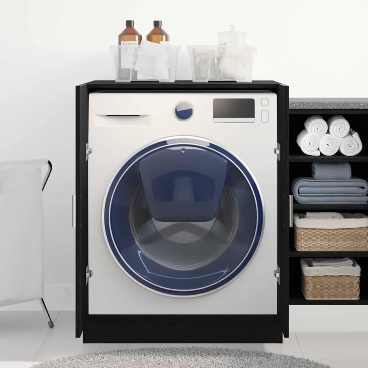 vidaXL Ντουλάπα Πλυντηρίου με πόρτα Μαύρη Οξυά 70,5 x 71,5 x 91,5 εκ